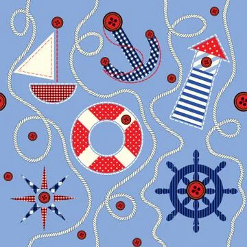 Nautical style pattern Stock Illustration