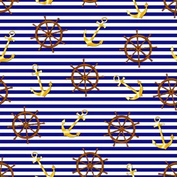 Nautical style seamless pattern. Stock Illustration