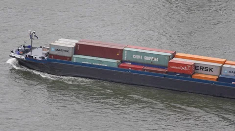 Nautical Trading Container Cargo Ship Passing Transport Industry Transportation Stock Footage 42997306