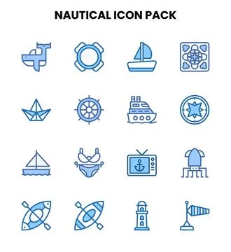Nautical Two Colour Icons Pack Stock Illustration