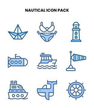 Nautical Two Colour Scalable Icons Pack Illustrazione stock