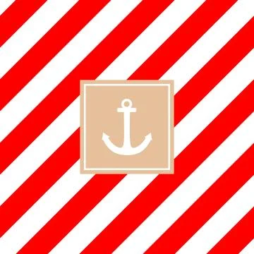 Nautical vector card or invitation with anchor, pastel background Stock Illustration