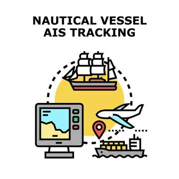 Nautical vessel ais tracking system and navigation concept Stock Illustration