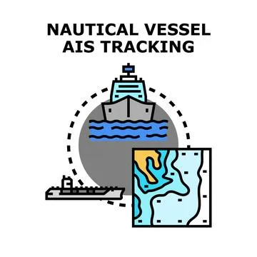 Nautical vessel ais tracking system presenting navigation Stock Illustration