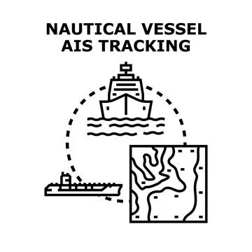 Nautical vessel ais tracking system presenting navigation Stock Illustration