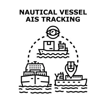 Nautical vessel ais tracking system monitoring global shipping Stock Illustration