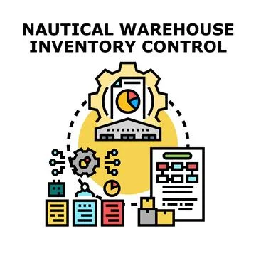 Nautical warehouse inventory control system operating logistics Stock Illustration