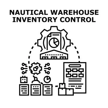 Nautical warehouse inventory control system operating logistics Stock Illustration