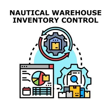 Nautical warehouse inventory control system management concept Stock Illustration