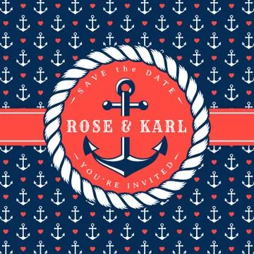 Nautical wedding invitations. Stock Illustration