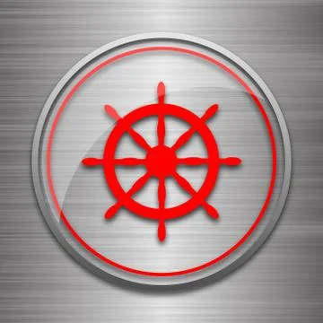 Nautical wheel icon. Internet button on metallic background.. Illustrazione stock