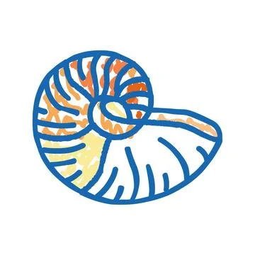 Nautilus sea shell beach icon doodle illustration Illustrazione stock