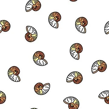 Nautilus sea shell beach vector seamless pattern Stock Illustration