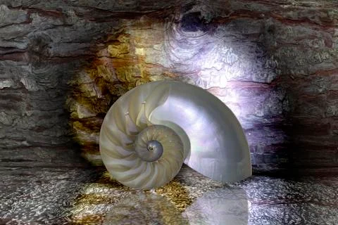 Nautilus shell cut Stock Photos