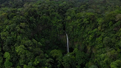 The Nauyaca Warefall - Aerial Video stock 90464003