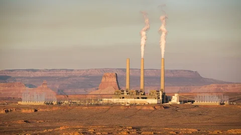 Navajo Generating Station Timelapse Day to Night Stock Footage