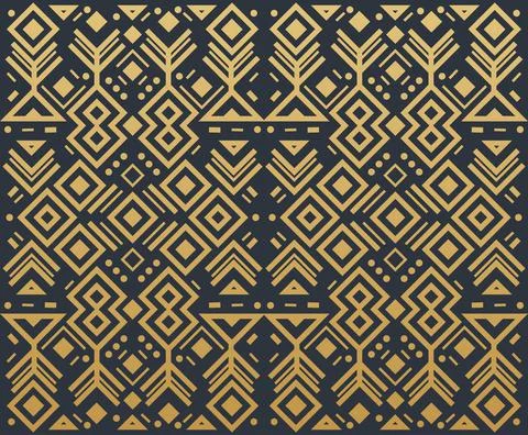 Navajo gold elements seamless patterns and abstract aztec elements Stock Illustration