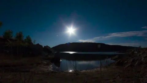 Navajo Lake Star Moon Timelapse Stock Footage