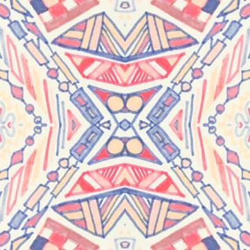 Navajo seamless pattern. Hand drawn ethnic background. Stock Illustration