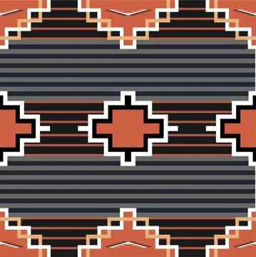 Navajo seamless pattern, made in vector. Red orange, black, white- original c Illustrazione stock