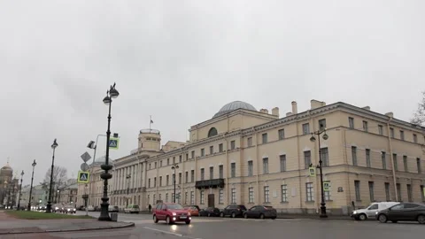 Naval Academy in cloudy weather in Saint Petersburg Stock Footage 144168522
