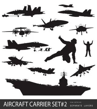 Naval aviation silhouettes Stock Illustration