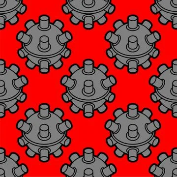 Naval mine pattern seamless. Underwater bomb background. vector texture Stock Illustration