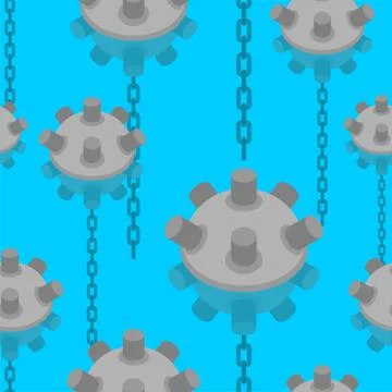 Naval mine pattern seamless. Underwater bomb background. vector texture Stock Illustration