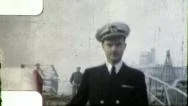 Naval Officer Gangway Sailors Navy Ww2 1940S Vintage Film Retro Home Movie Stock Footage