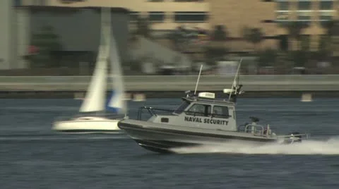 Naval Security Boat Speeding Though The Marina Stock-Footage 19184253