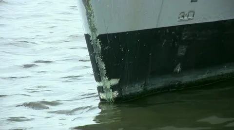 Naval ship bow waterline close up Stock Footage 20431382