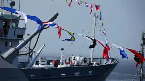 Naval signal flags Stock Footage 25637404