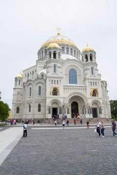 Naval St. Nicholas Cathedral in Kronstadt. Stock Photos