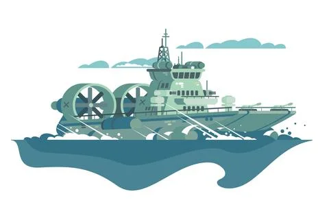 Naval Warship on Sea Stock Illustration