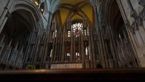 Nave and main window of Durham Cathedral Stock Footage 282777250
