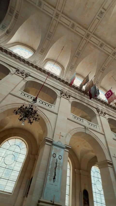 Nave of the cathedral, with captured flags 4 Stock Footage 345997902