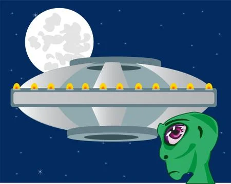 Nave stranger on background sky and moon Stock Illustration