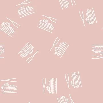 Navigable river line seamless pattern Stock Illustration