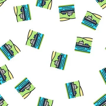 Navigable river vector seamless pattern 스톡 일러스트