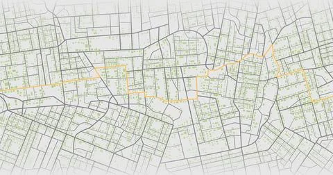 Navigate mapping technology for distance data, path turns. Abstract map Stock Illustration
