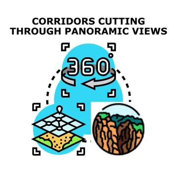 Navigating 360 degree panoramic virtual tours Stock Illustration