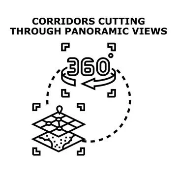 Navigating 360 degree panoramic virtual tours Stock Illustration