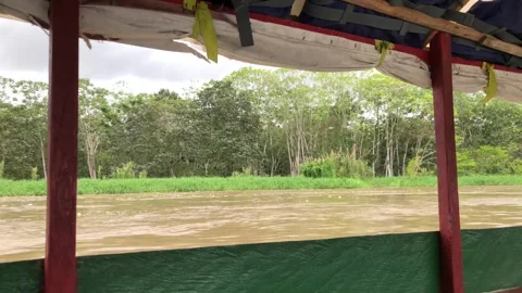 Navigating the amazon river from a boat in iquitos, peru Stock Footage 337264273