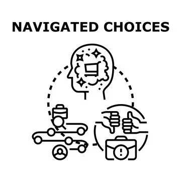 Navigating choices developing strategy and making decisions Stock Illustration