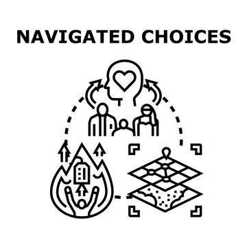 Navigating choices process selecting path for better future Stock Illustration