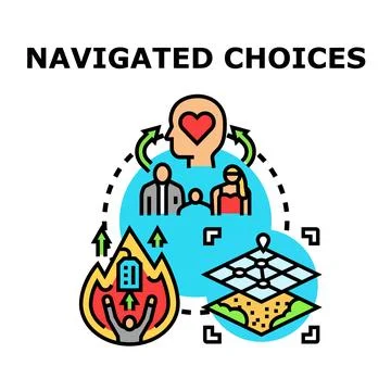Navigating choices process selecting path for better future Stock Illustration
