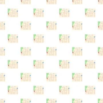 Navigating city map seamless pattern with pins Stock Illustration