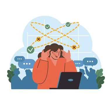 Navigating complex decisions. Flat vector illustration Stock Illustration