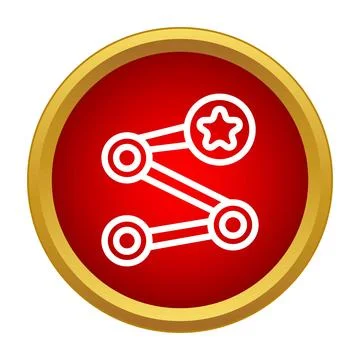 Navigating connected network with path to goal icon Stock Illustration