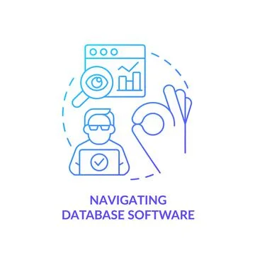 Navigating database software blue gradient concept icon Stock Illustration